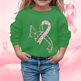 thumbnail image 2 of Hpapadks Crewneck Sweatshirts Kids Breast Cancer Graphic Crewneck Long Sleeve Pullover Sweatshirt Green 5-6 Years, 2 of 4