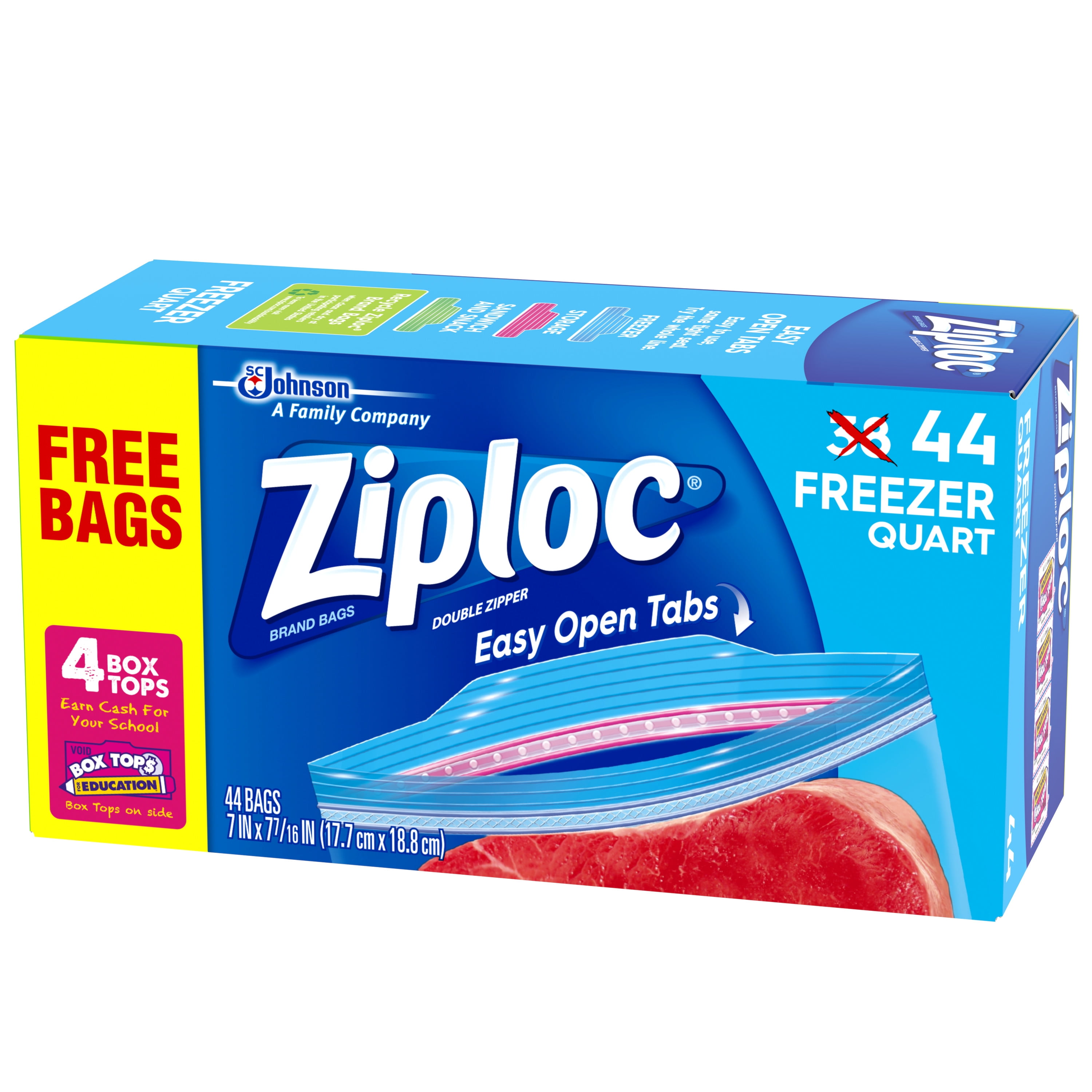 Ziploc Freezer Bags Double Zipper Quart - 19 ct box