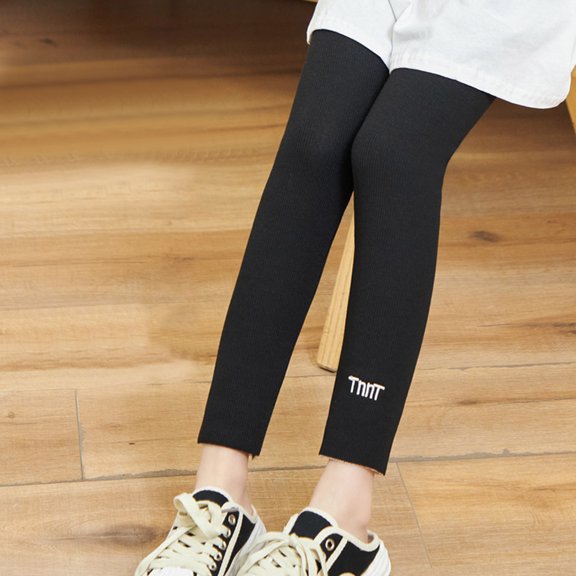 CHUOU Toddler Kids Baby Girls Cotton Thick Lined Warm Leggings Pantihose Stretchy Basic Ninth Ankle Length Pants Pantyhose For Winter Stocking