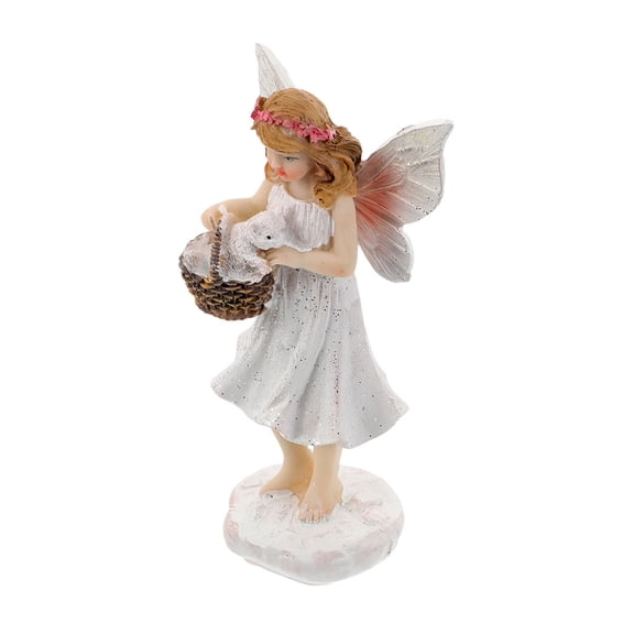 SEWCHICS White Resin Cherub Angel Figurine for Indoor Desktop and Garden Decoration, Elegant Home