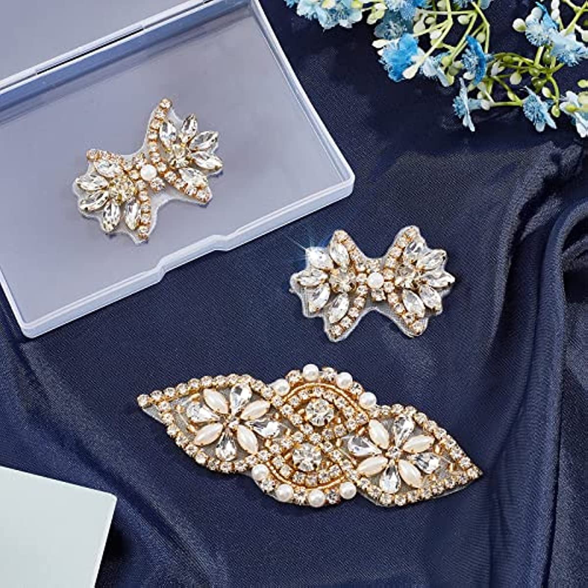  COHEALI 2pcs Rhinestone Applique Decorative Sewing Patches  Embellishments Patches for Clothes Iron on Rhinestone Flock Bride Outfits  Decorative Back Patches Adhesive Stickers Repair