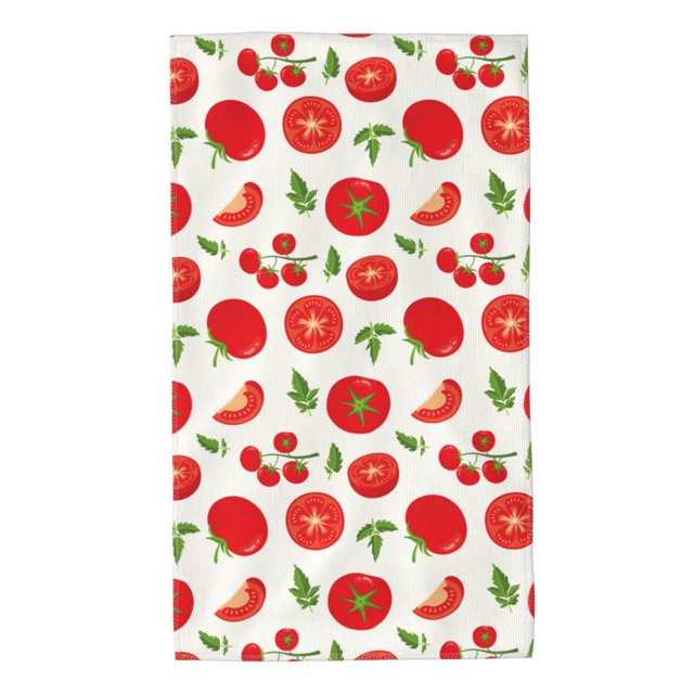Fotbe Fresh Red Tomato Toalla Premium con Patrón, Toalla de Microfibra de Secado Rápido, Ligera y Altamente Absorbente (27.5x16in), Ideal para Uso Diario