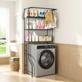 thumbnail image 6 of TidBay Over Washer and Dryer Shelves, 3 Tiers Laundry Room Storage Organizer, Adjustable Height Metal Freestanding Clothes Drying Rack with Hanger Rod & Hooks, 33.46" L x 19.69" W x 77.95" H, Black, 6 of 7