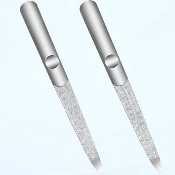 EXLEAF 2 Pcs Nail Files for Natural Nails Stainless Steel Nail Files Heavy Duty Reusabl