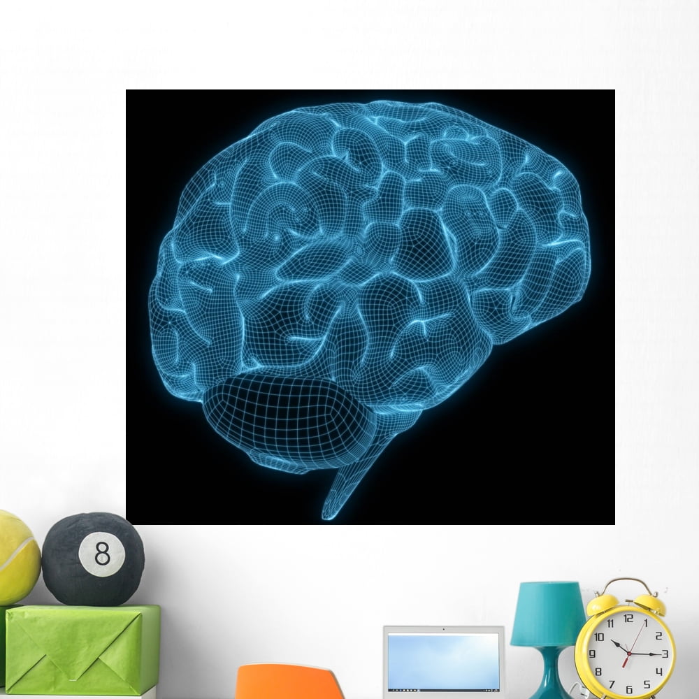 Wireframe Brain Wall Mural by Wallmonkeys Peel and Stick Graphic (48 in ...