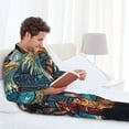thumbnail image 6 of Daiia Stained Glass Eagle USA for Men's Long-Sleeved Pajama Set – Soft & Comfortable Sleepwear Button-Up Pajamas Cozy Lounge Wear-, 6 of 7