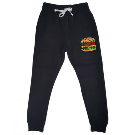 Men's Dripping Burger KT T135 Black Fleece Gym Jogger Sweatpants X-Large Black