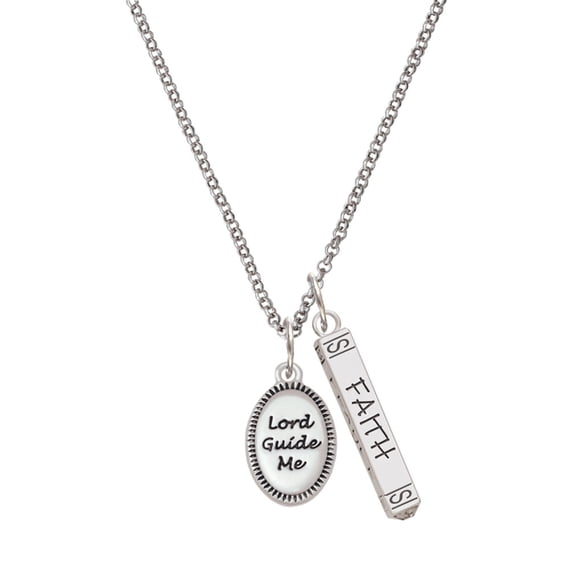 Delight Jewelry Lord Guide Me Silvertone Believe Faith Prayer Hope Bar Charm Necklace, 23"