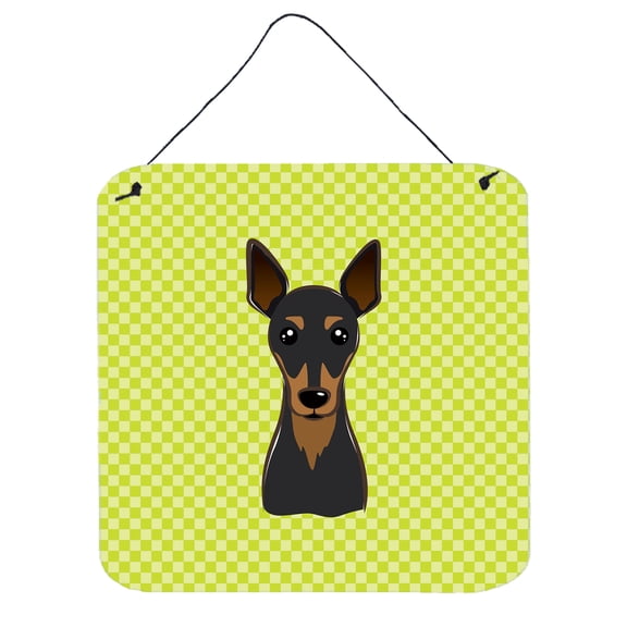 Carolines Treasures Checkerboard Lime Green Min Pin Wall or Door Hanging Prints 6x6 multicolor