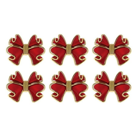 

6 Pieces Red Bowknot Napkin Rings Butterfly Knot Napkin Ring Holders Handmade Metal Napkin Buckles Elegant Table Decor