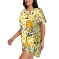 thumbnail image 2 of Rocae Garden Honeybee Gnomes for Two Piece Sleepwear Pajamas Sets for Women Soft Short-Sleeved Pjs with Lounge Shorts Large, 2 of 9