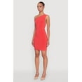 thumbnail image 3 of Womens Asymmetrical Shoulder Ruched Side Mini Dress, 3 of 4