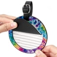 thumbnail image 2 of tie dye73 2pcs PU Leather Round Bag Tags with Privacy Cover and Name ID Tag - Suitcase Tags for Travel Luggage, Handbags, Backpacks, School Bags, 2 of 6