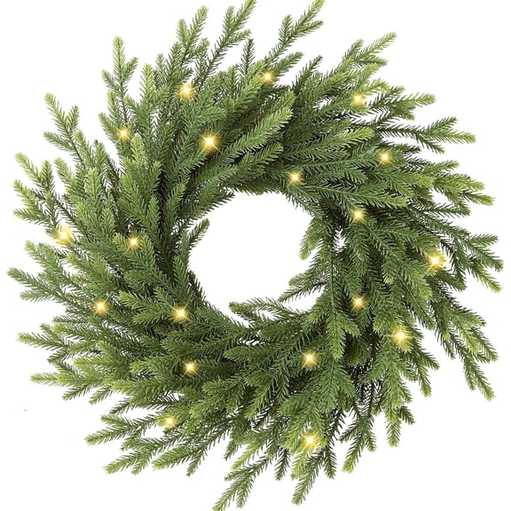 Guvpev 22’’ Real Touch Norfolk Pine Wreath Artificial Christmas Wreath for Front Door Green Greenery Wreaths Christmas Decorations for Winter Farmhouse Wall Indoor Outdoor Home Holiday Xmas Decor