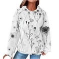 thumbnail image 2 of Uootdi Oversized Long Sleeve Shirts for Women Drawstring Waffle Pullover Floral Printed Hoodies Casual Trendy Sweatshirt Gift Loose Tunic Tops, 2 of 5