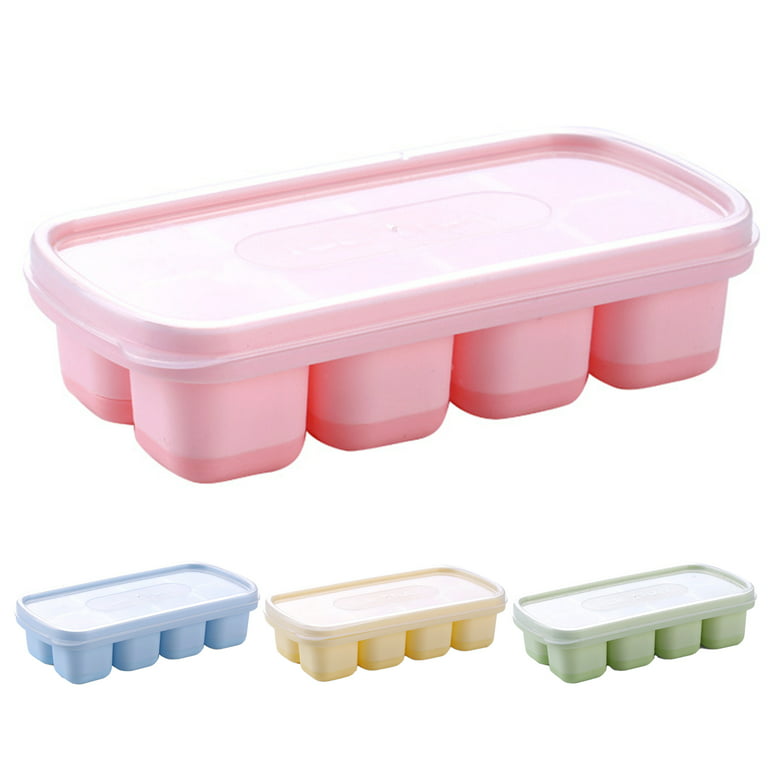 Pccaizy Ice Cube Tray, Silicone Ice Tray with Stackable and Spill-Resistant Lid, Easy Release Ice Cube Trays for Freezer, BPA Free Reusable Ice Trays for