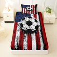 thumbnail image 3 of Manfei Soccer Sports Twin Sheets,Vintage Us Flag Bedding,Red White,3pcs,1 Fitted Sheet and 1 Pillowcase, 3 of 6