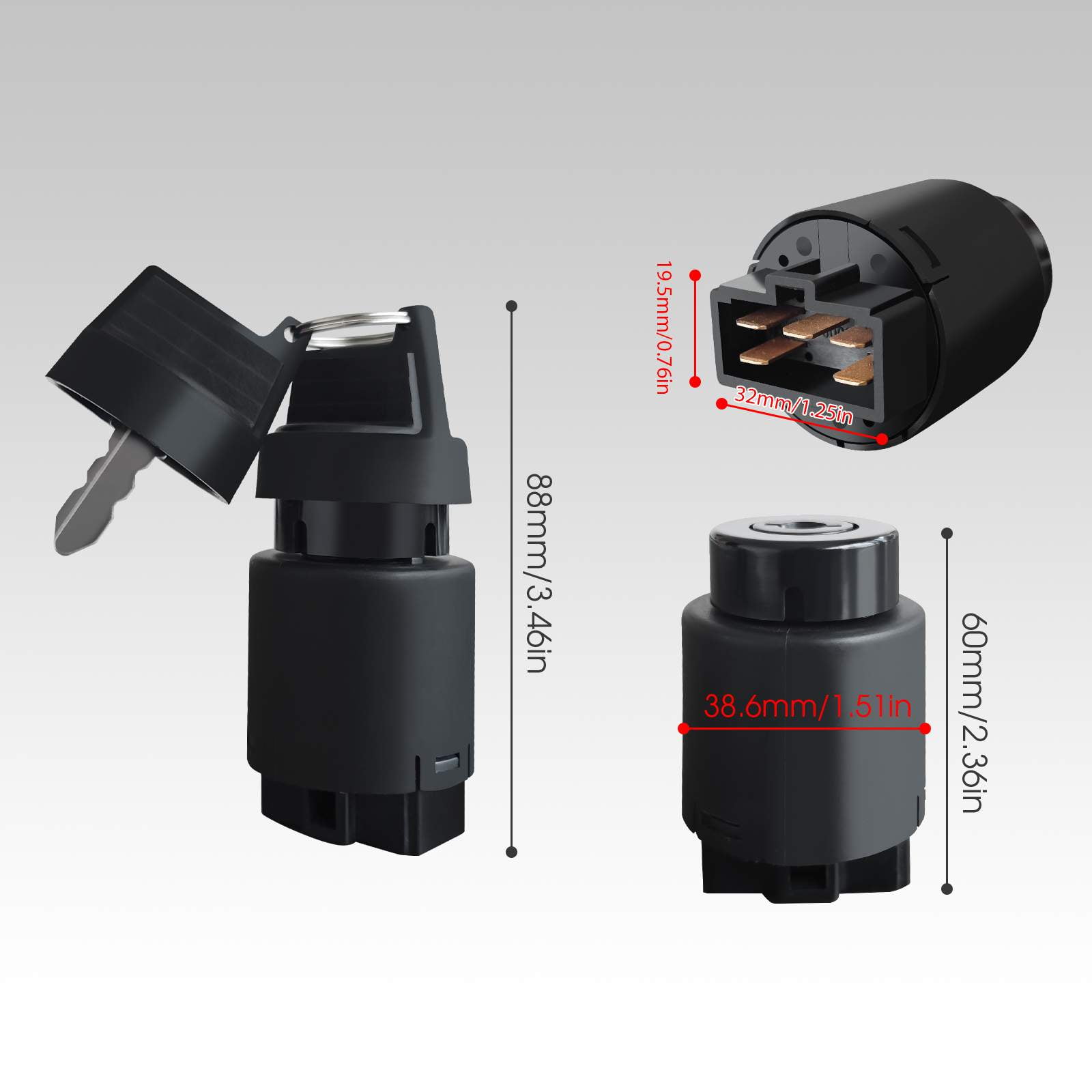 Mini Excavator Ignition Switch Key Switch AGT Typh