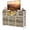 Oak, variant on edx TV Stand with 8 Fabric Drawers, Open Shelves & LED & Power Outlets for Bedroom, Living Room, Entryway, Wood Top, Black