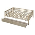 thumbnail image 4 of Bed Frame Full Size DWood Bed with Two Drawers, Natural, 4 of 8