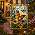 thumbnail image 6 of Dragonfly Stained Glass Garden Flag 12x18 Inch, Outside Flag Double Sided Butterfly Floral Outdoor Yard Flag with LED Lights, Polyester Lawn Patio Decor, 6 of 7