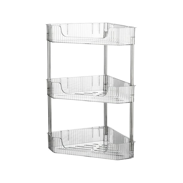 Estante triangular de esquina para encimera de cocina de 3 niveles, para especias, montado en la pared, organizador sin agujeros para platos y condimentos.