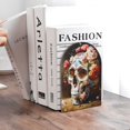 thumbnail image 6 of Naloa Rose Floral Skull 2 Pcs Bookend Large Capacity Office Book Ends for Home Office Library School Study Decoration, 6 of 8