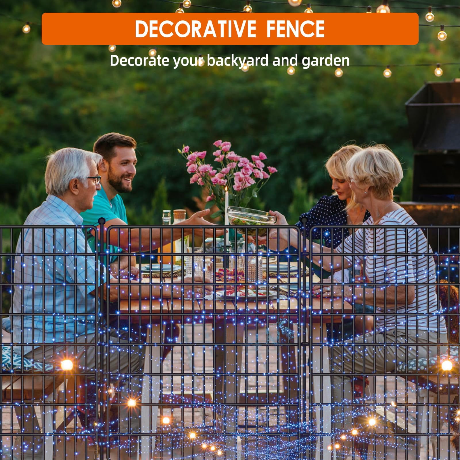 10 Panels Garden Fence,No Dig Decorative Outdoor Garden Fence for Yard,Animal Barriers Fencing Rustproof Metal Panel Border for Dog, Rabbits Patio Camping Temporary Ground Stakes