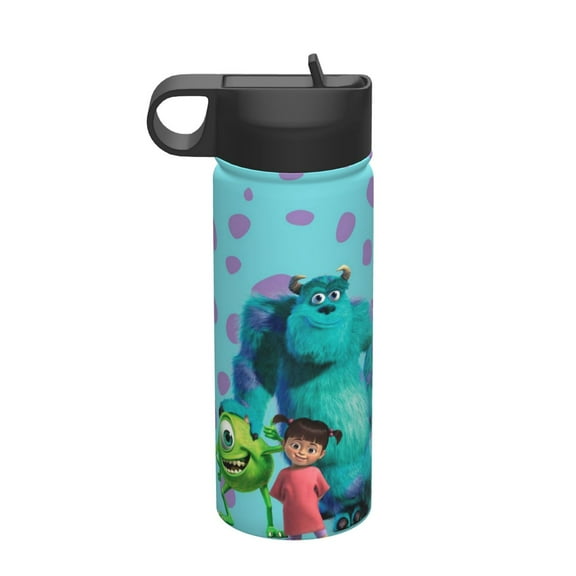 Monsters Inc Kids Insulated Water Bottle, 18OZ Stainless Steel Double Walled & Vacuum Sports Water Cup, Wide Mouth Travel Thermal Mug