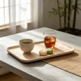 thumbnail image 6 of JHyouerji Imitation Wood Grain Plastic Serving Tray 15x10in Anti Slip Raised Feet Fruit Snack Storage Platter Stackable Kitchen Dinner Tray, 6 of 9