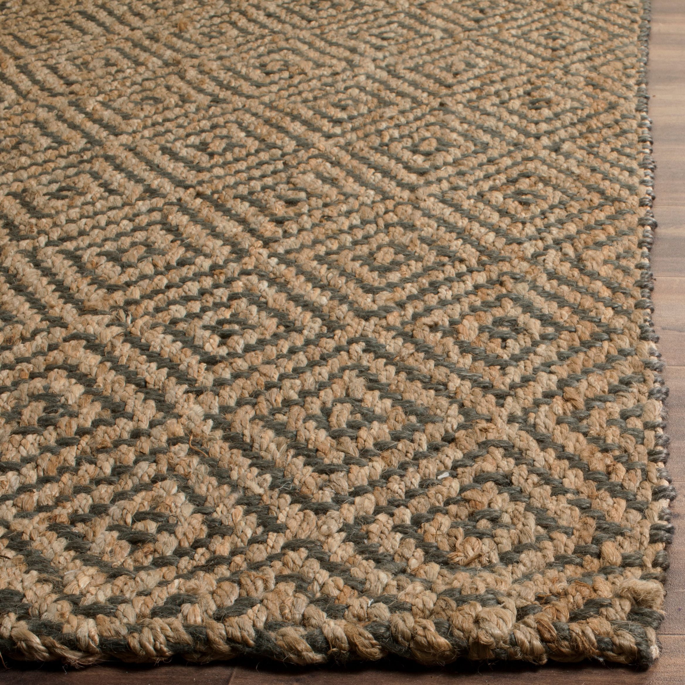 SAFAVIEH Natural Fiber Emory Geometric Jute Area Rug, Natural/Grey, 5' x 5' Square