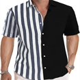 thumbnail image 1 of Camisas s Para Hombre Manga Larga Camisa de cuello de solapa con botón de bloque de color de manga corta para hombre (Black, L), 1 of 6