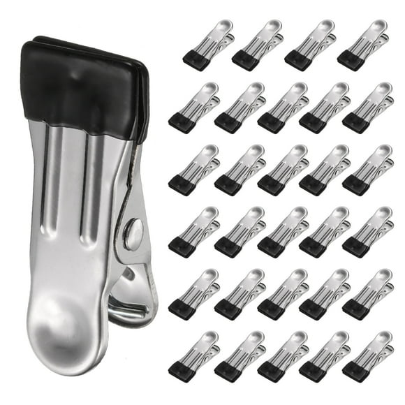 66 Paquete de Pinzas para Ropa, Clips de Acero Inoxidable de 2.17" con Goma para Colgar Calcetines, Toallas (Negro)