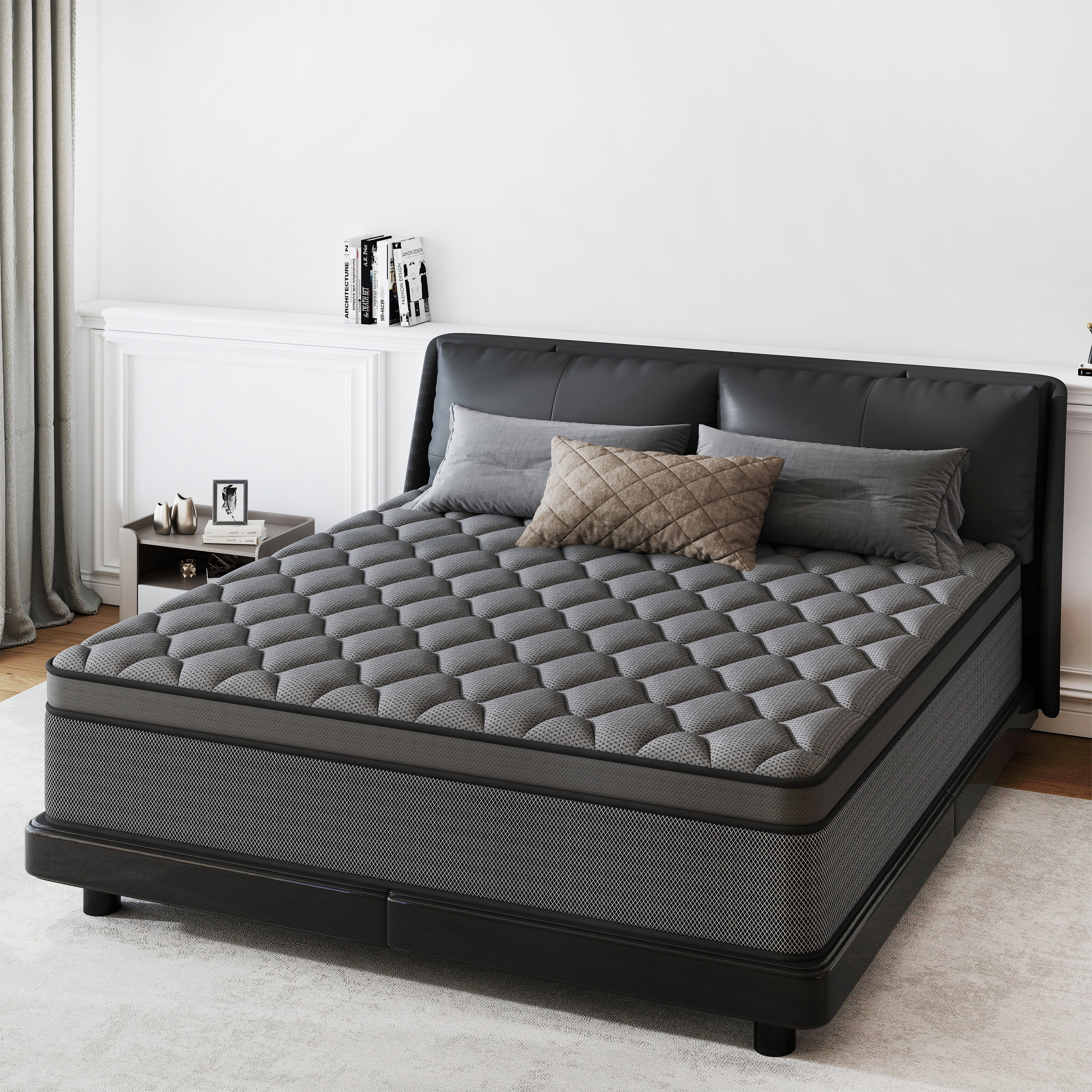 lemontalking 14 Inch Full Mattress Gel Memory Foam Spring Hybrid Mattress In A Box
