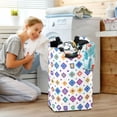 thumbnail image 5 of Yayeee Freestanding Laundry Hamper with Handle Collapsible Large Storage Basket for Clothes, Purple Retro Shapes, 5 of 7