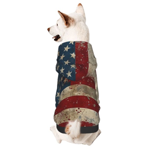 Balery American Flag1 Sudadera con Capucha para Perros Pequeños – Ropa para Mascotas, Disfraz para Perros y Gatos, Ideal para Fiestas y Cosplay-X-Large