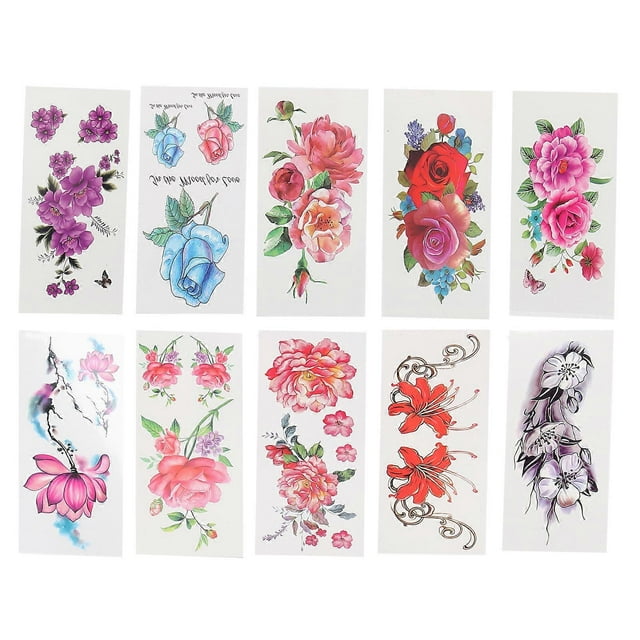 Temporary Tattoos Waterproof Flowers Long Lasting Body Fake Tattoo Stickers for WomenB Set