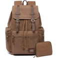 thumbnail image 1 of KAUKKO Vintage Casual Canvas and Leather Rucksack Backpack (Canvas Khaki2pc), 1 of 5