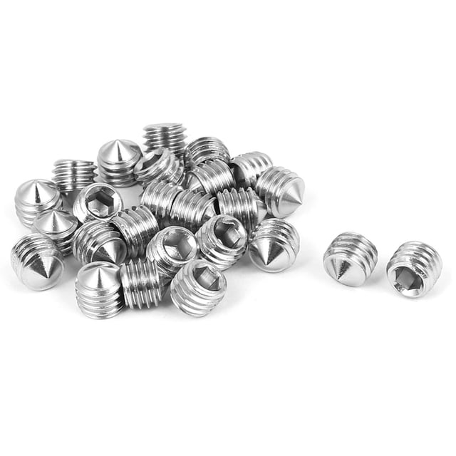 Tornillos de punta cónica de acero inoxidable M8x8mm, juego de tornillos de socket hexagonal, 25 piezas