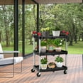 thumbnail image 5 of Luku 3-Tier Folding Utility Cart with Wheels, Portable Collapsible Service Cart for Home, Office, Garage, 5 of 8