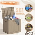 thumbnail image 3 of LACOO 32 Gallon Plastic Deck Box for Outdoor Indoor Storage, Light Brown, 3 of 7