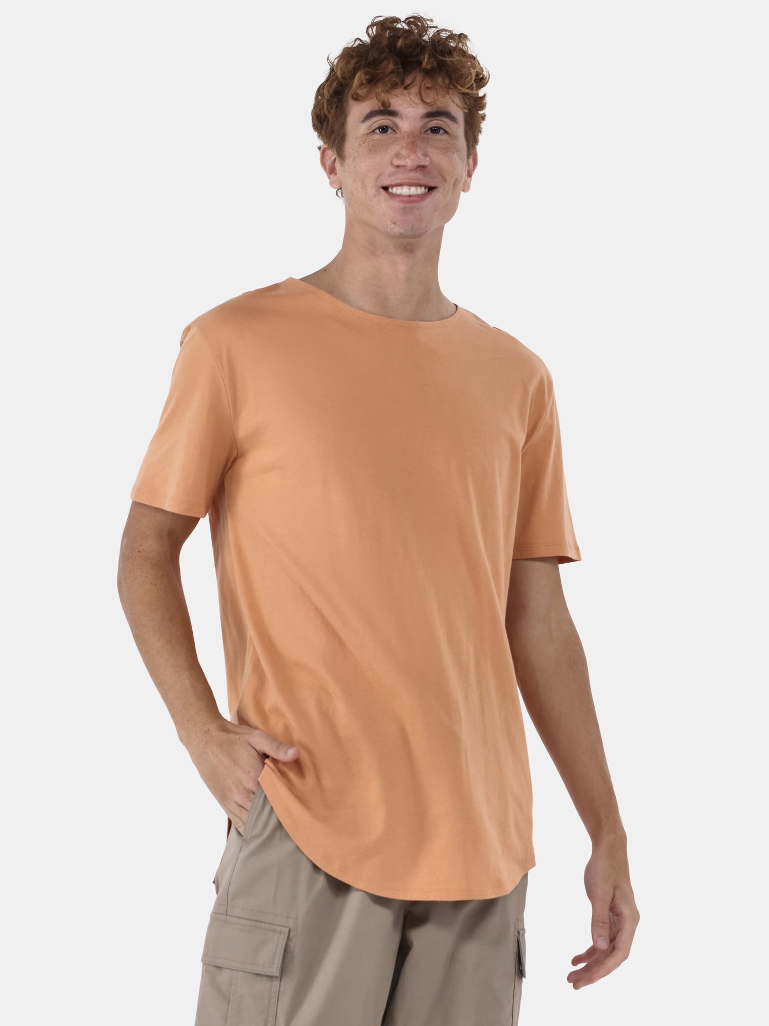 No Boundaries Men's & Big Men's Longline Curved Hem Elongated Tee Shirt, 2-Pack, Sizes XS-5XL