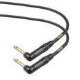 thumbnail image 4 of Clef Audio Labs 6.35mm TS to 6.35mm TS Angled to Angled, Black Zinc Alloy Shell/PVC Jacket - 6IN - 6PK, 4 of 5