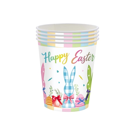 REZUOFI 80 Pcs Easter Bunny Disposable Paper Cups,Holiday Party Decor, Themed Tableware for Easter Egg Hunt and Spring Celebrations