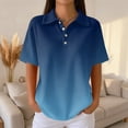 thumbnail image 2 of Women's Waffle Knit Polo Shirt Collared Short Sleeve Button Down Gradient Shirts Soft Breathable Lightweight Casual Summer Tee, 3XL, B05 Blue, 2 of 8