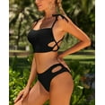 thumbnail image 3 of BeautyIn Women Side Tie Cutout Bikini Square Neck Crop Two Piece Swimsuit, 3 of 6