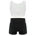 thumbnail image 2 of TiaoBug Kids Girls Dance Outfits Gymnastics Active Tracksuit Sports Yoga Crop Top and Ballet Shorts Set White Black 8, 2 of 5
