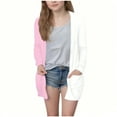thumbnail image 2 of ATOGUTA Cardigan Girls Kids Long Cardigan Open Front Outerwear with Pockets Size 5T-14, White, 2 of 6