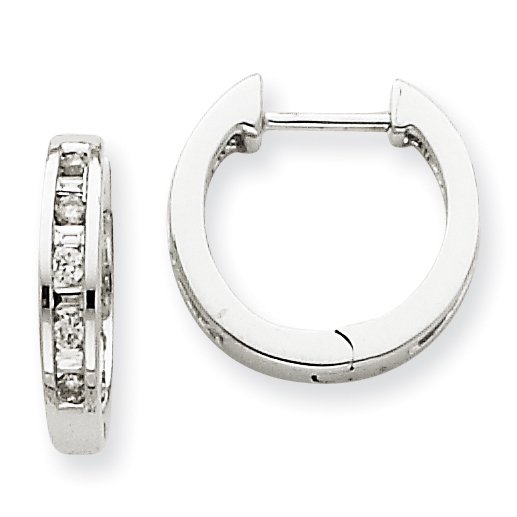 Boucles d'Oreilles en Or Blanc 14k Diamond Hoop XE1099AA
