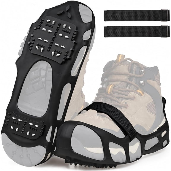 VanRolldex Shoe Ice and Snow Grips Anti Slip Crampons, Black